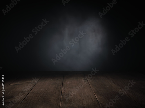 Empty table top for product presentation on black background