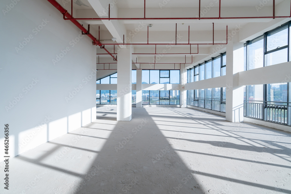 Undecorated interior space of office building