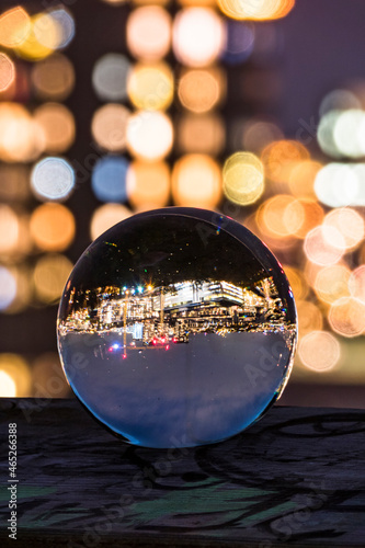 Stockholm  Sweden  The neigbourhood of Liljeholmskajen seen through a crystal ball.