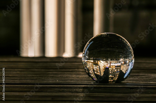 Stockholm, Sweden, The neigbourhood of Liljeholmskajen seen through a crystal ball. photo