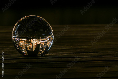 Stockholm, Sweden, The neigbourhood of Liljeholmskajen seen through a crystal ball. photo