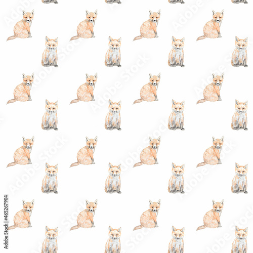 Fototapeta Naklejka Na Ścianę i Meble -  Cute seamless baby pattern with little foxes. Perfect for printing, web, text design, souvenirs, scrapbooking and other ideas.

