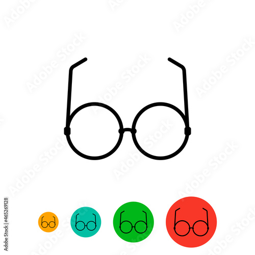 Reading glasses icon with round lenses. Isolated vector clipart and illustration on white background. Editable template.