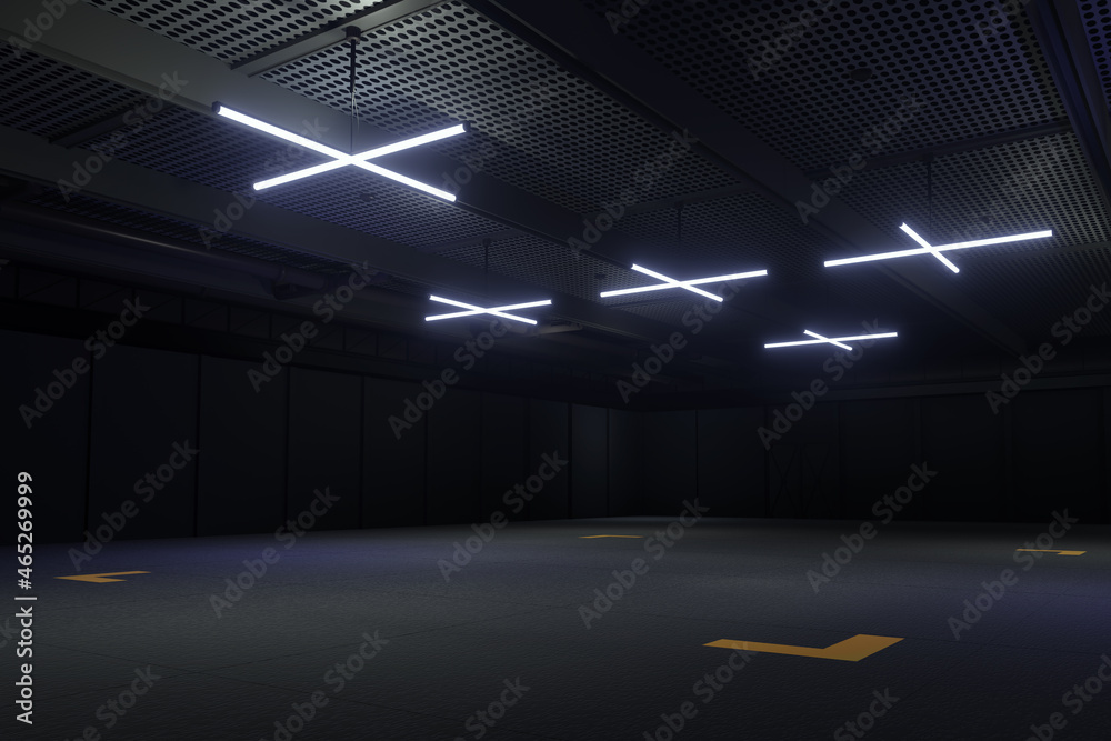 Empty hall exhibition centre.The backdrop for exhibition stands, booth,market,trade show.Conversation for activity,meeting.Arena for entertainment,event,sports.3d Background for online.3d render.