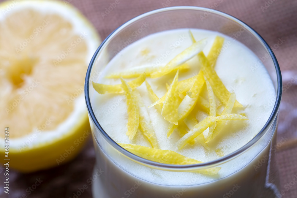 Traditional Delicious Turkish dessert; Lemon rice pudding (Turkish name; Limonlu Sutlac) Traditional Delicious Turkish dessert; Lemon rice pudding (Turkish name; Limonlu Sutlac)