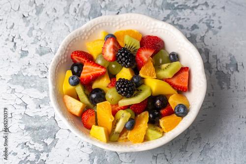 Dietary fruit salad with fresh summer fruits