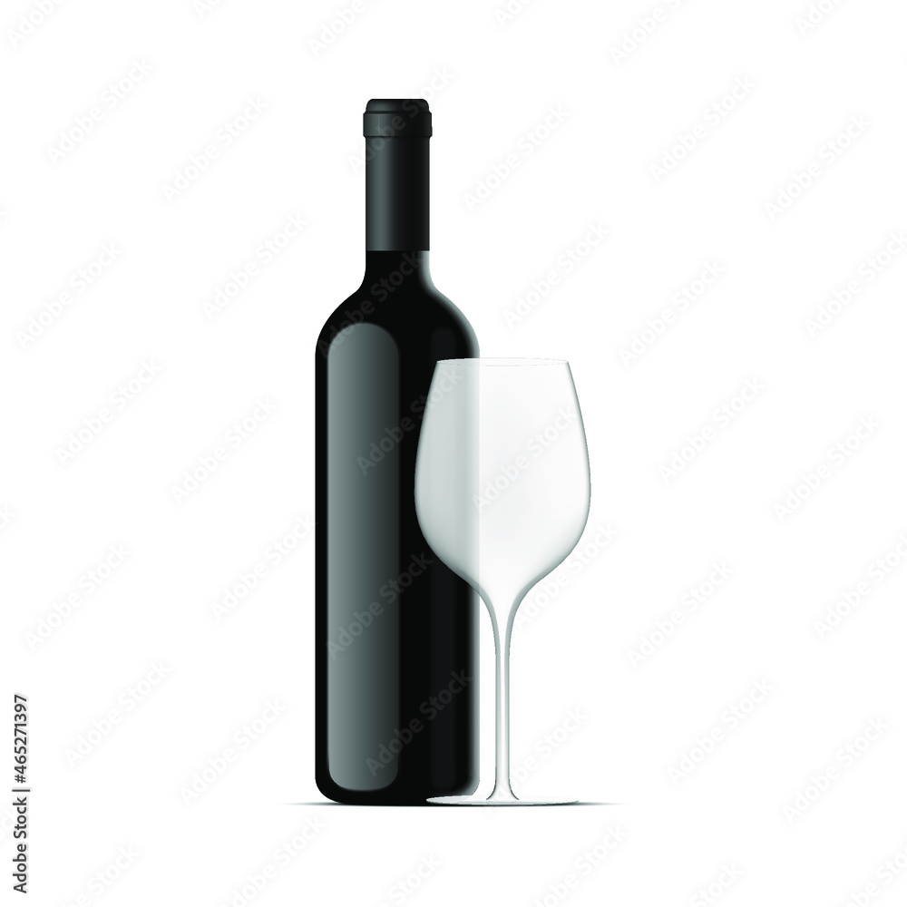 wine bottle and glass isolated on white wine bottle and glass isolated on white
