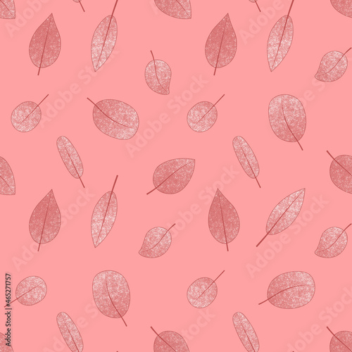 Seamless pink pattern with leaves