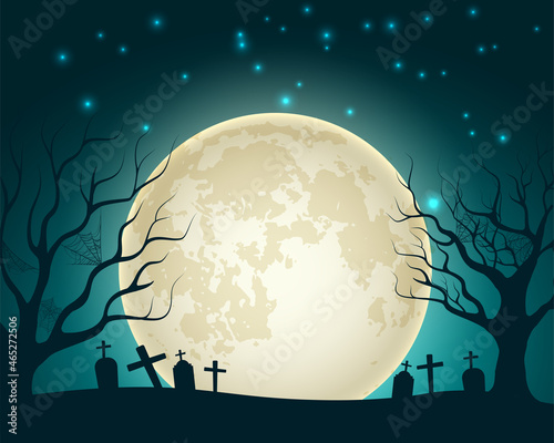 Happy Halloween Background with with a funeral silhouette. Perfect to put on Halloween event.