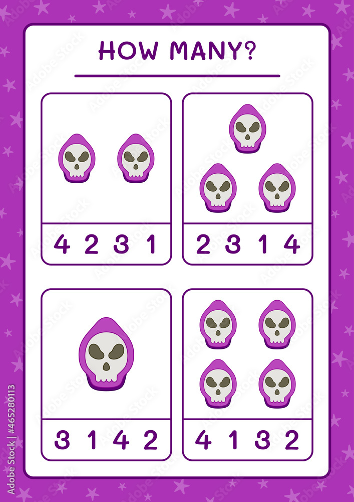How many Ghost, game for children. Vector illustration, printable worksheet How many Ghost, game for children. Vector illustration, printable worksheet