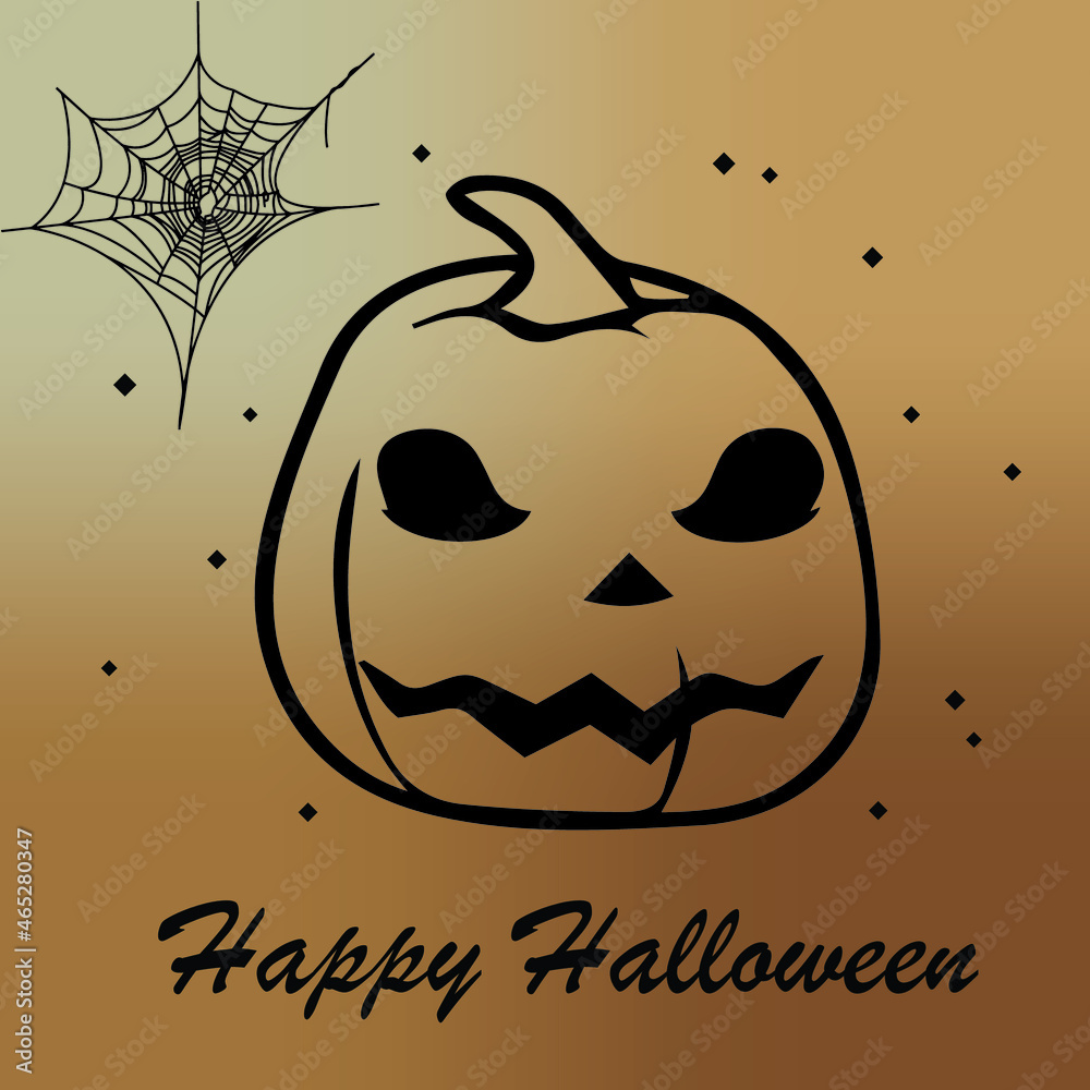Happy Halloween Pumpkin flat color design