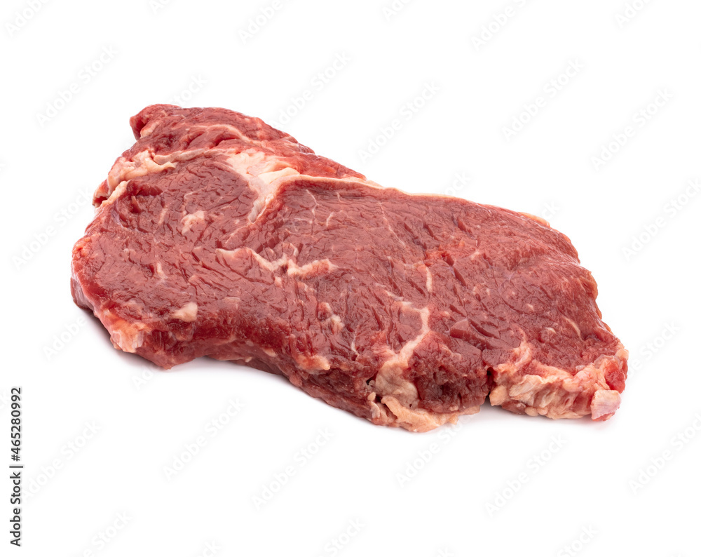 Fresh raw steaks isolated on white background................. Fresh raw steaks isolated on white background.................