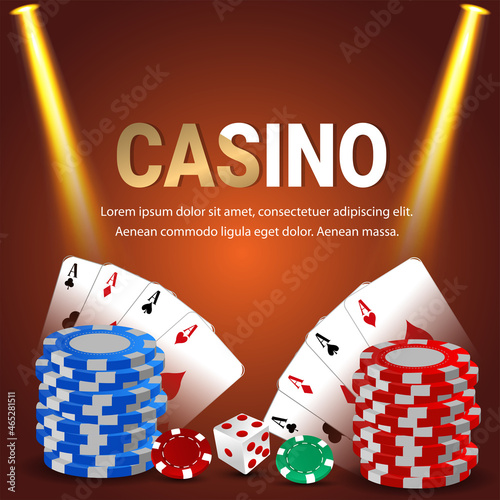 Casino online gambling game with play cards and casino chip