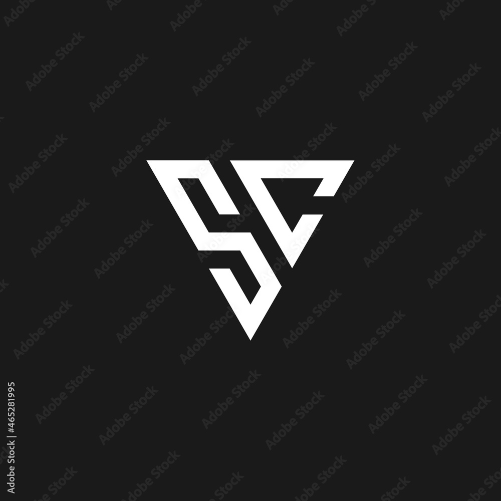 Initial letter SC triangle monogram cool simple modern logo concept Initial letter SC triangle monogram cool simple modern logo concept