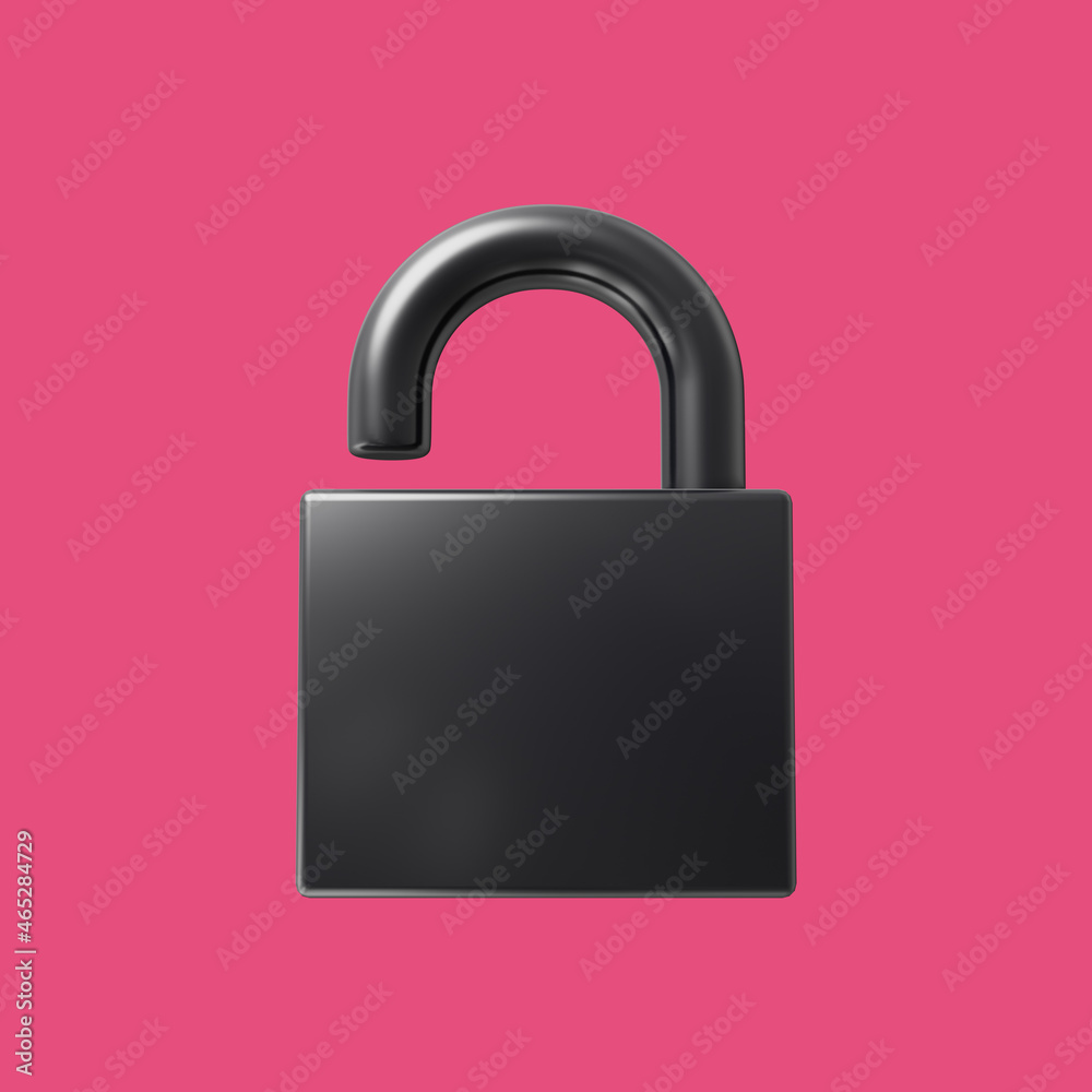 3d rendering, security lock on a pink background 3d rendering, security lock on a pink background