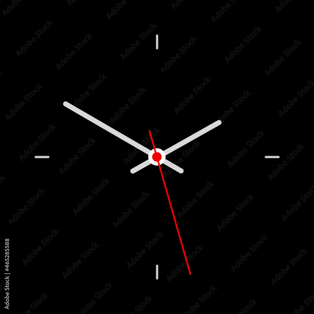 Clock face icon in flat style, minimalistic timer on black background.  Business watch. Vector design element for you project Stock Vector | Adobe  Stock