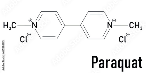 Paraquat herbicide molecule Skeletal formula.