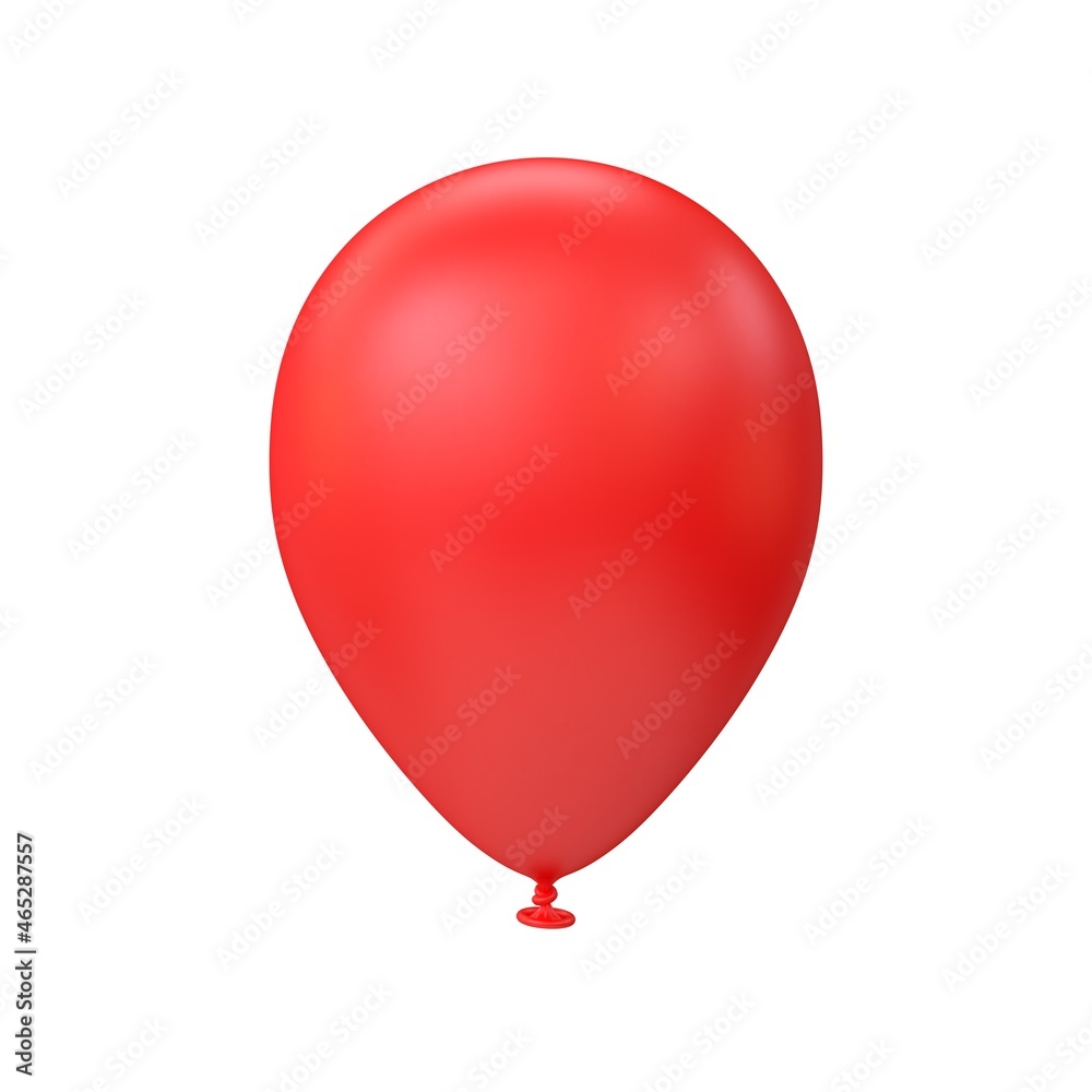 Balloon red matte on a white background, 3d render