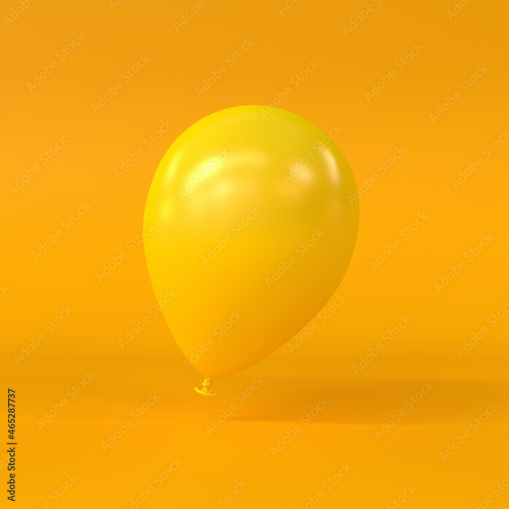 Yellow balloon on a yellow background, 3d render