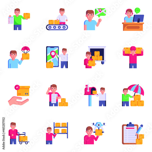 Collection of Logistics Flat Icons