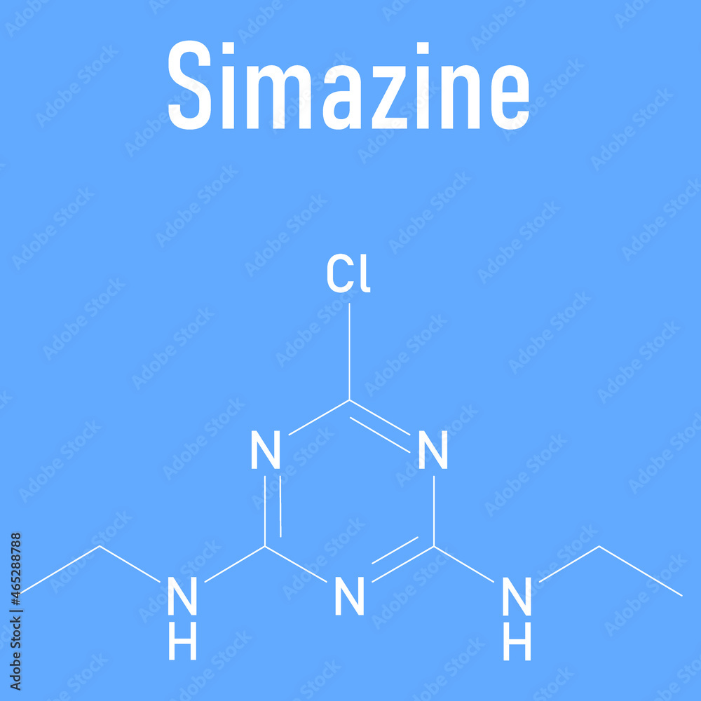 Fototapeta premium Simazine herbicide molecule. Skeletal formula.