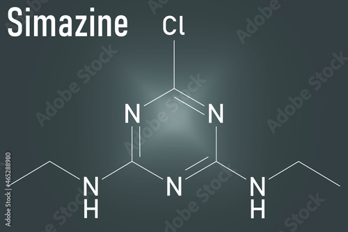 Simazine herbicide molecule. Skeletal formula.