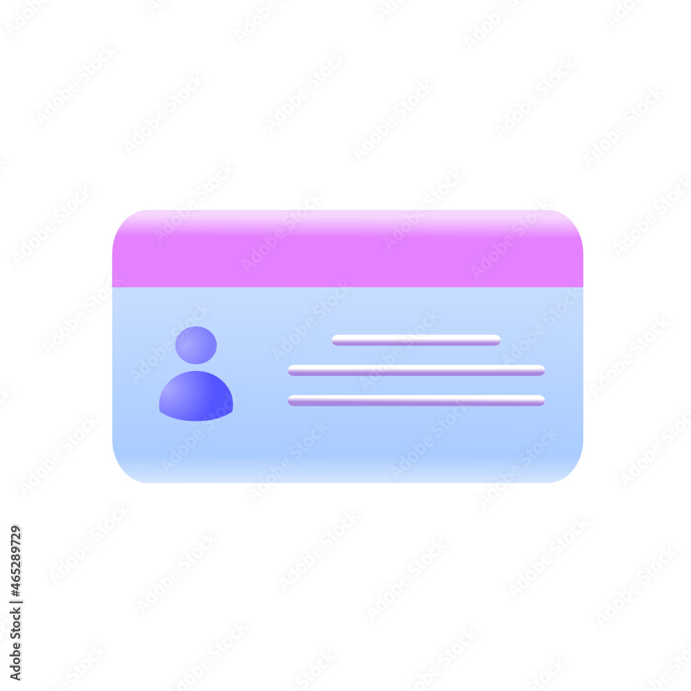 Driver license, id card, plastic card, badge icon. 3d vector illustration. Driver license, id card, plastic card, badge icon. 3d vector illustration.