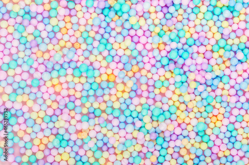 Foam beads of various colors brightly colored.