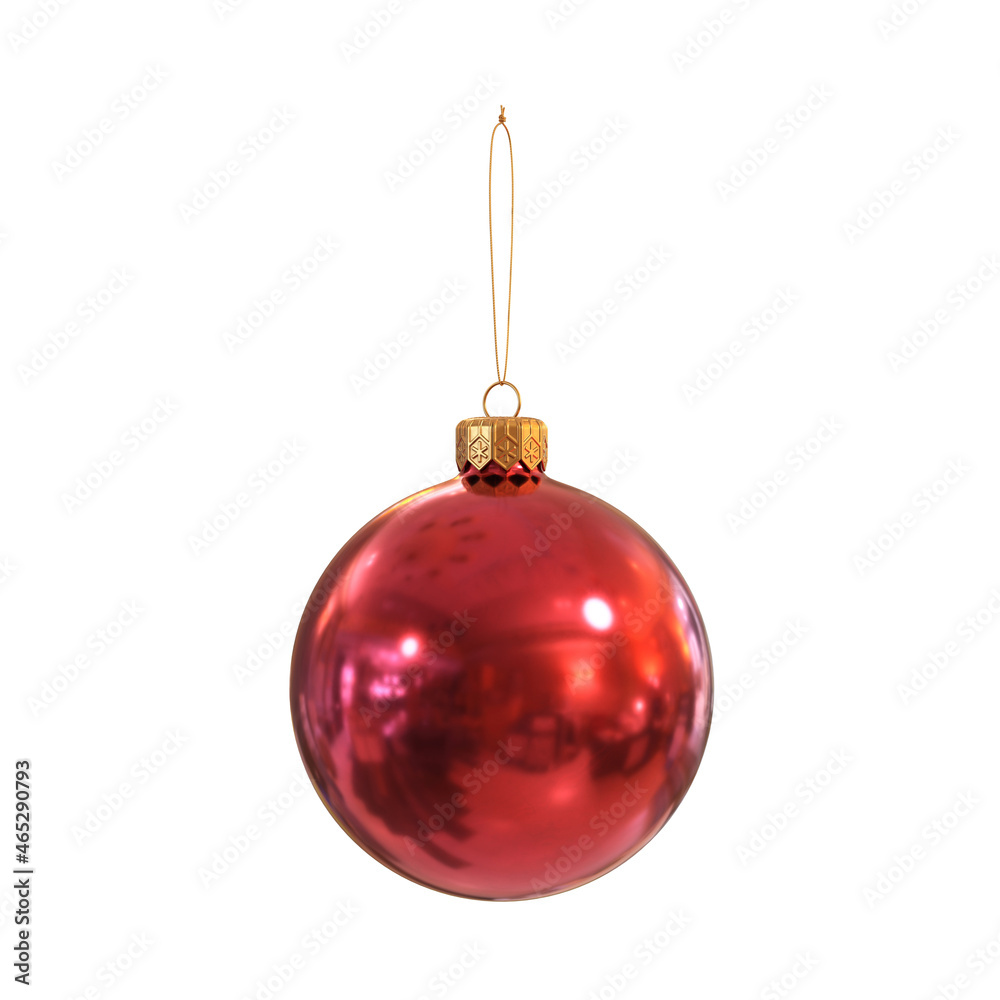 Christmas ball glossy red on a white background, 3d render Christmas ball glossy red on a white background, 3d render