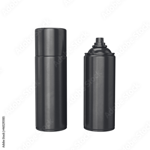 Black can of paint sprayer on a white background, 3d render