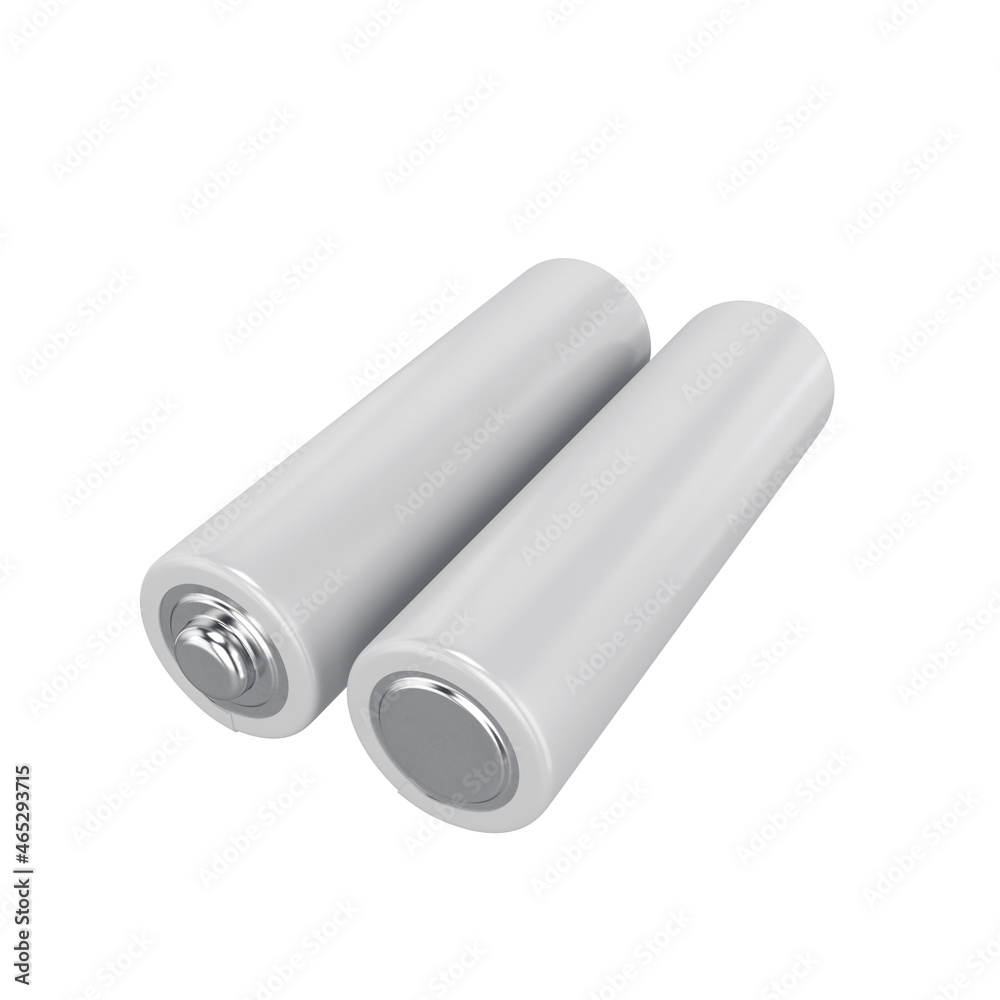 Two empty batteries on a white background, 3d render Two empty batteries on a white background, 3d render