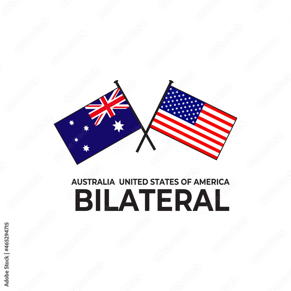 Australia USA bilateral relation country flag icon logo design