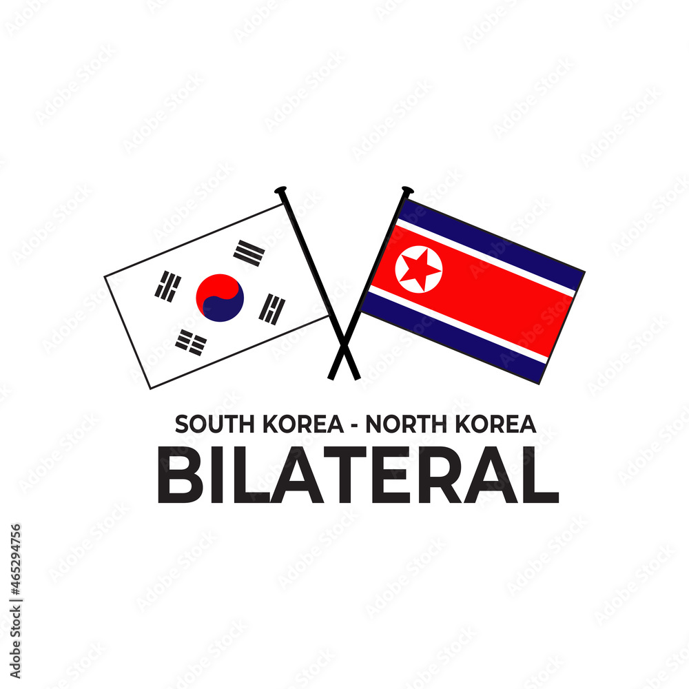 South Korea North Korea bilateral relation country flag icon logo design
