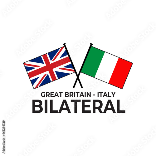Great Britain Italy bilateral relation country flag icon logo design photo