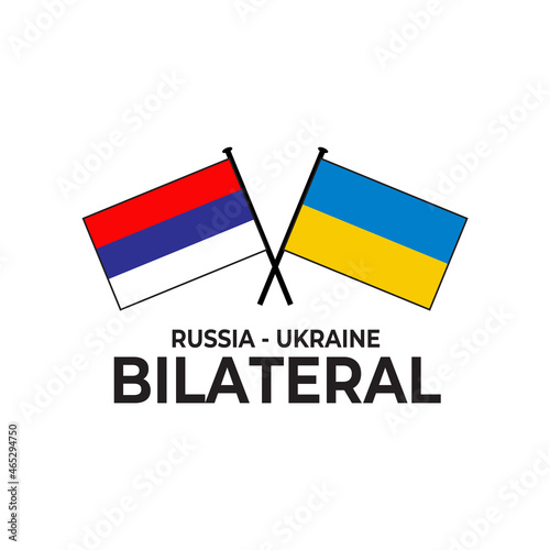 Russia Ukraine bilateral relation country flag icon logo design