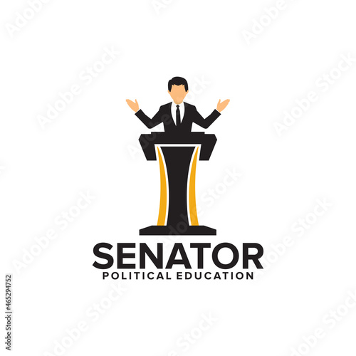 Senator, director of a company, president or leader speaking on the rostrum