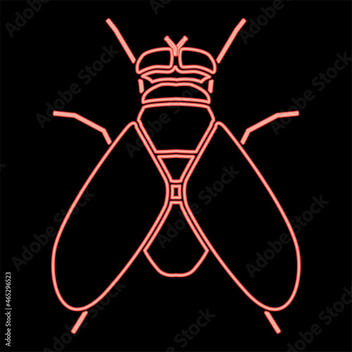 Neon fly red color vector illustration flat style image