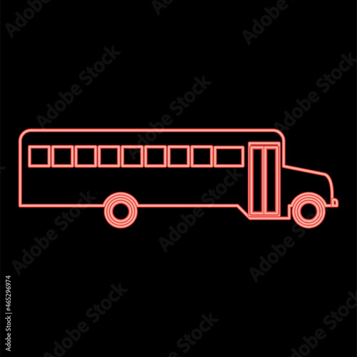 Neon school bus red color vector illustration flat style image