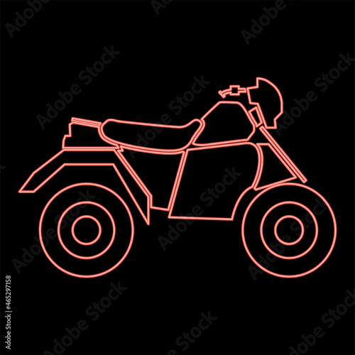 Neon atv motorcycle on four wheels red color vector illustration flat style image