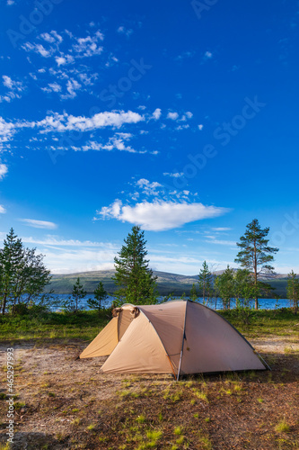 Wild camping by a lake
