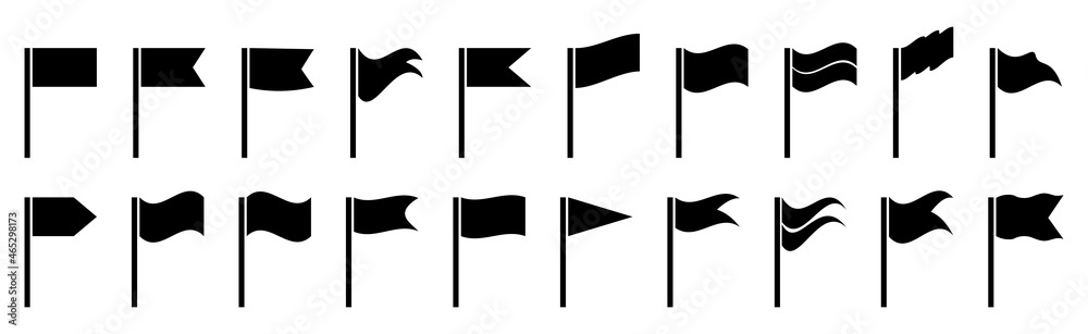 Set of black flag icons. Vector illustration - obrazy, fototapety, plakaty 