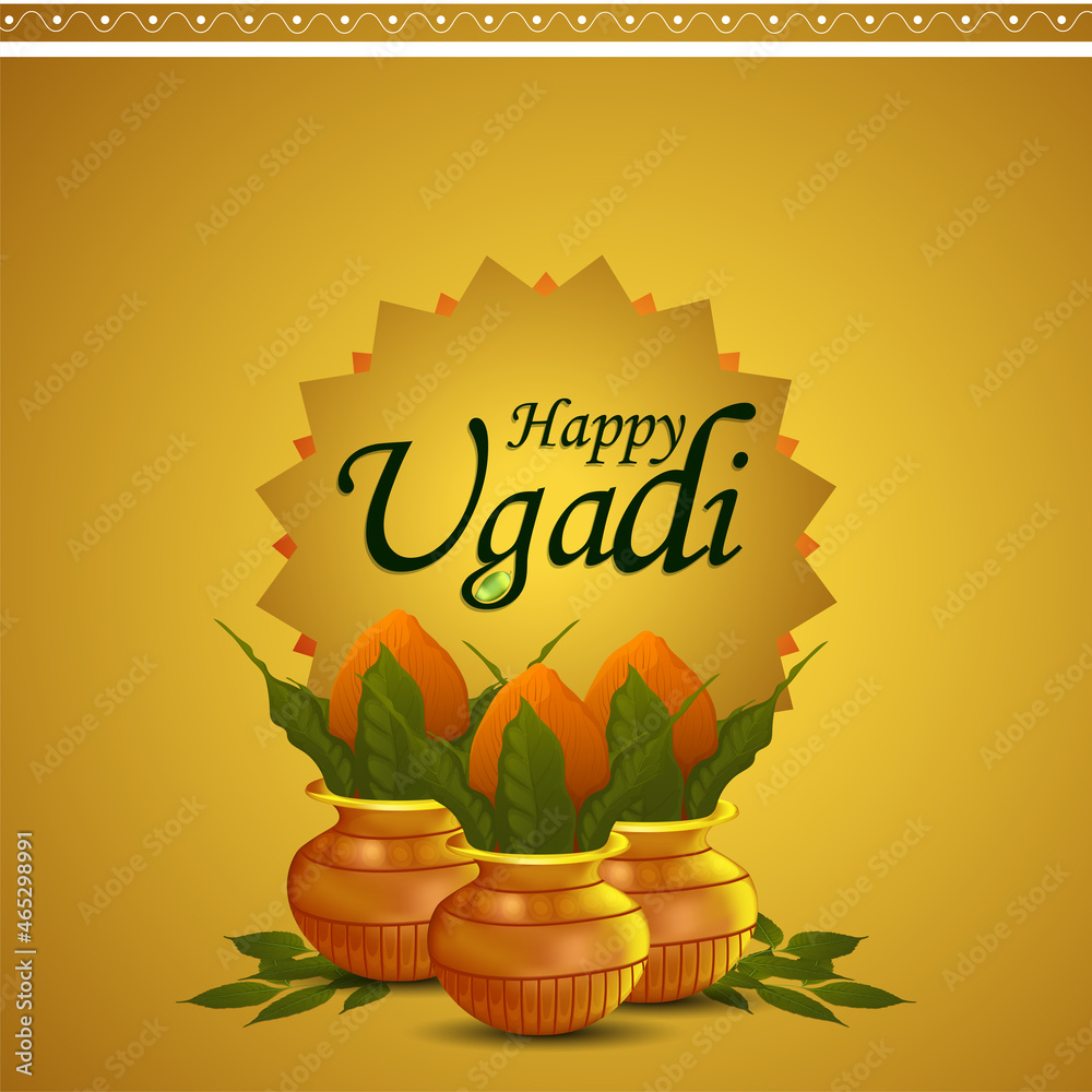 Happy ugadi celebration greeting card or background Stock Vector ...