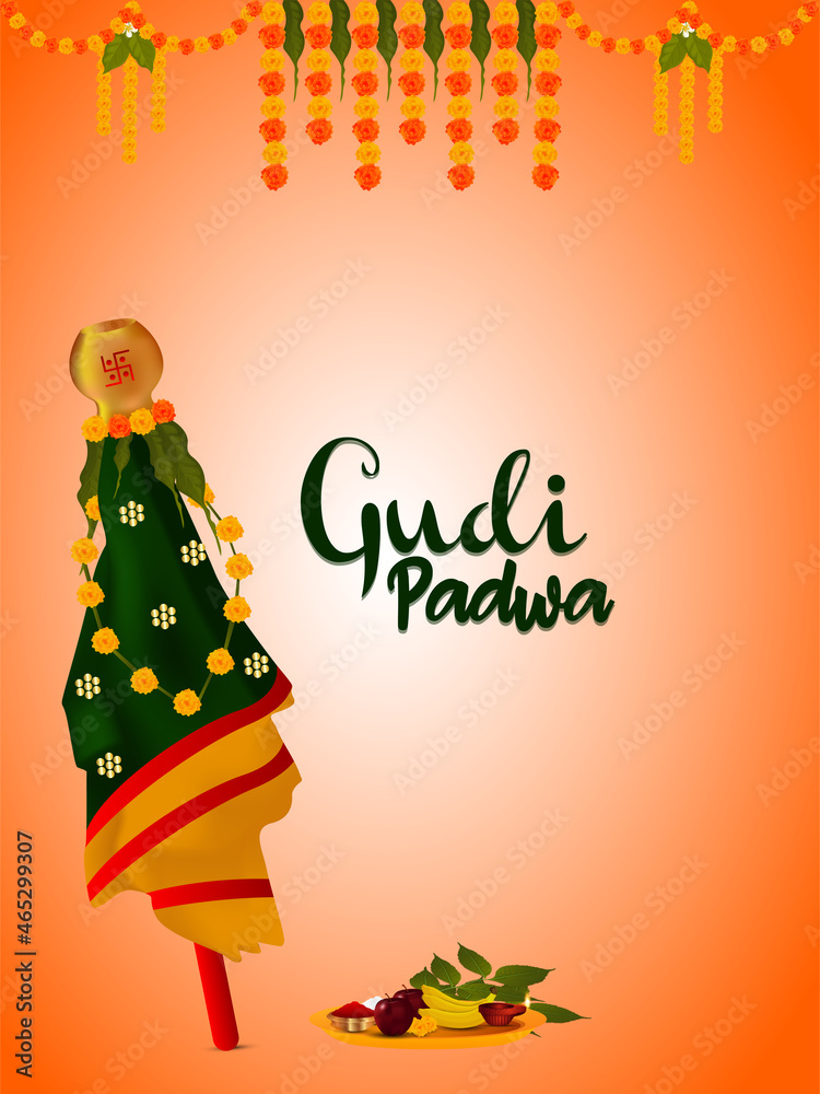 Gudi padwa invitation poster with creative kalash Gudi padwa invitation poster with creative kalash