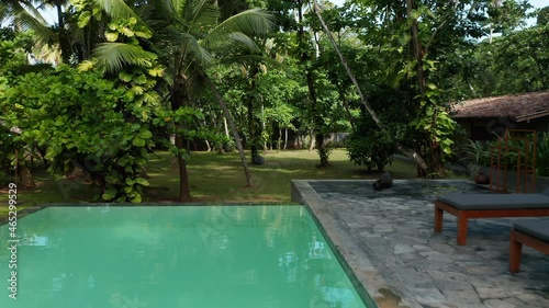 Wallpaper Mural Flyover Outdoor Pool With Crystalline Water At The Private Tropical Resort In Sri Lanka. Aerial Drone Torontodigital.ca