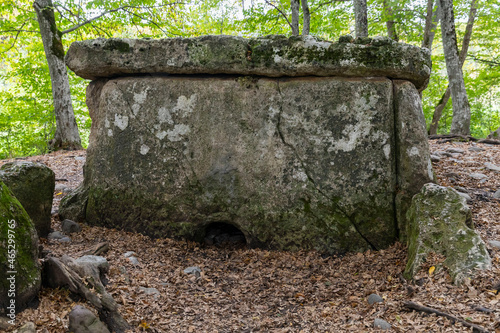 Russia. Maykop, Adygea. The Khadjokh dolmen is a construction of an ancient man. photo