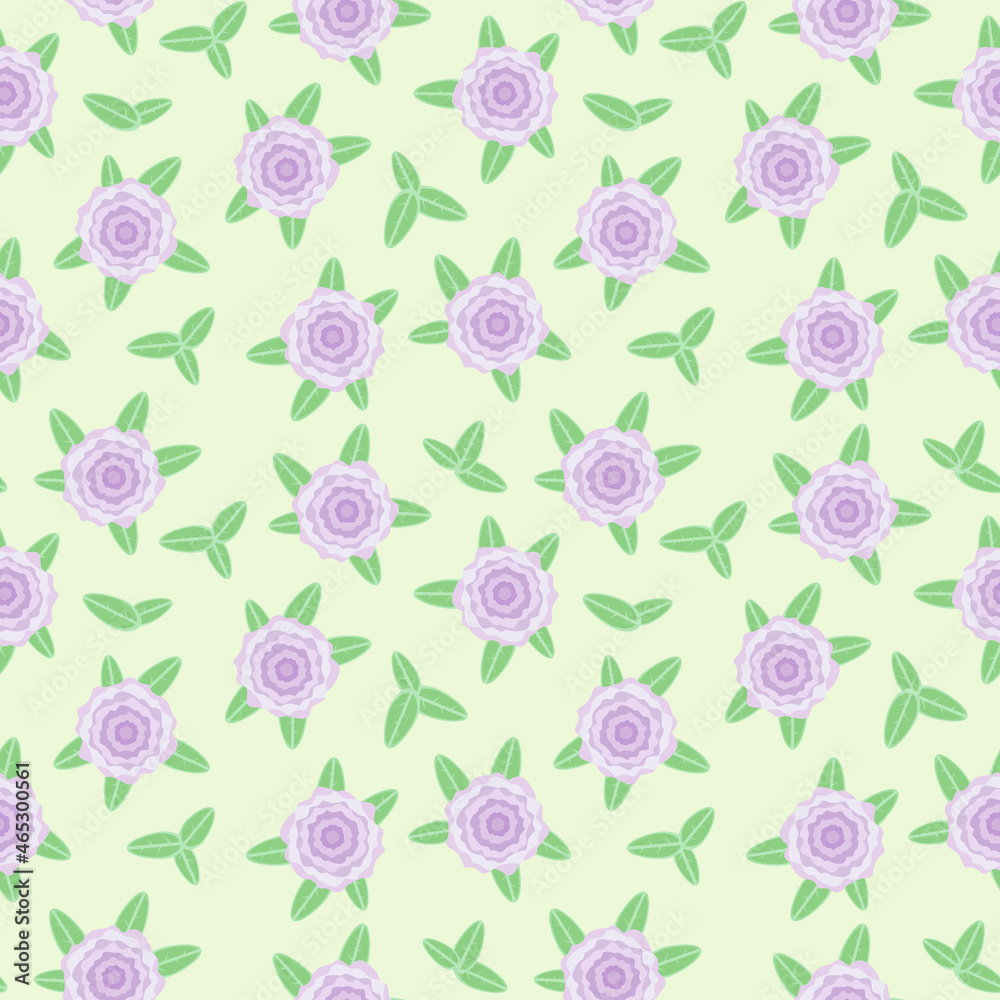 Pale light with pink pastel flowers with leaves seamless vector pattern