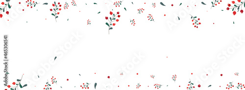 Pink Leaf Background White Vector. Leaves Label Texture. Red Berries Backdrop. Symbol Illustration. Herb Isolated.