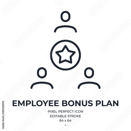 Employee incentive benefit and bonus plan editable stroke outline icon isolated on white background flat vector illustration. Pixel perfect. 64 x 64.