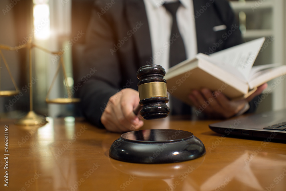 Judge gavel with Justice lawyers having team Concepts of Law and Legal services Judge gavel with Justice lawyers having team Concepts of Law and Legal services