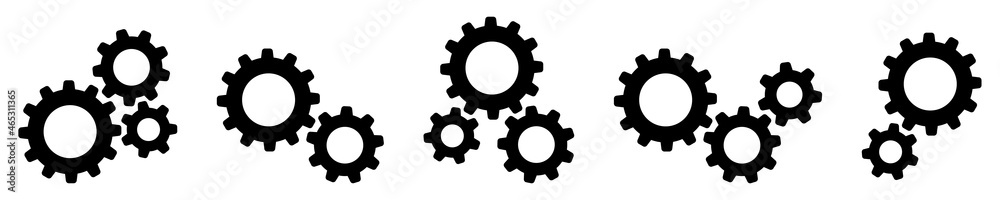 Set of gears icons. Setting gears icon, cogwheel group. Settings. Vector illustration. Set of gears icons. Setting gears icon, cogwheel group. Settings. Vector illustration.